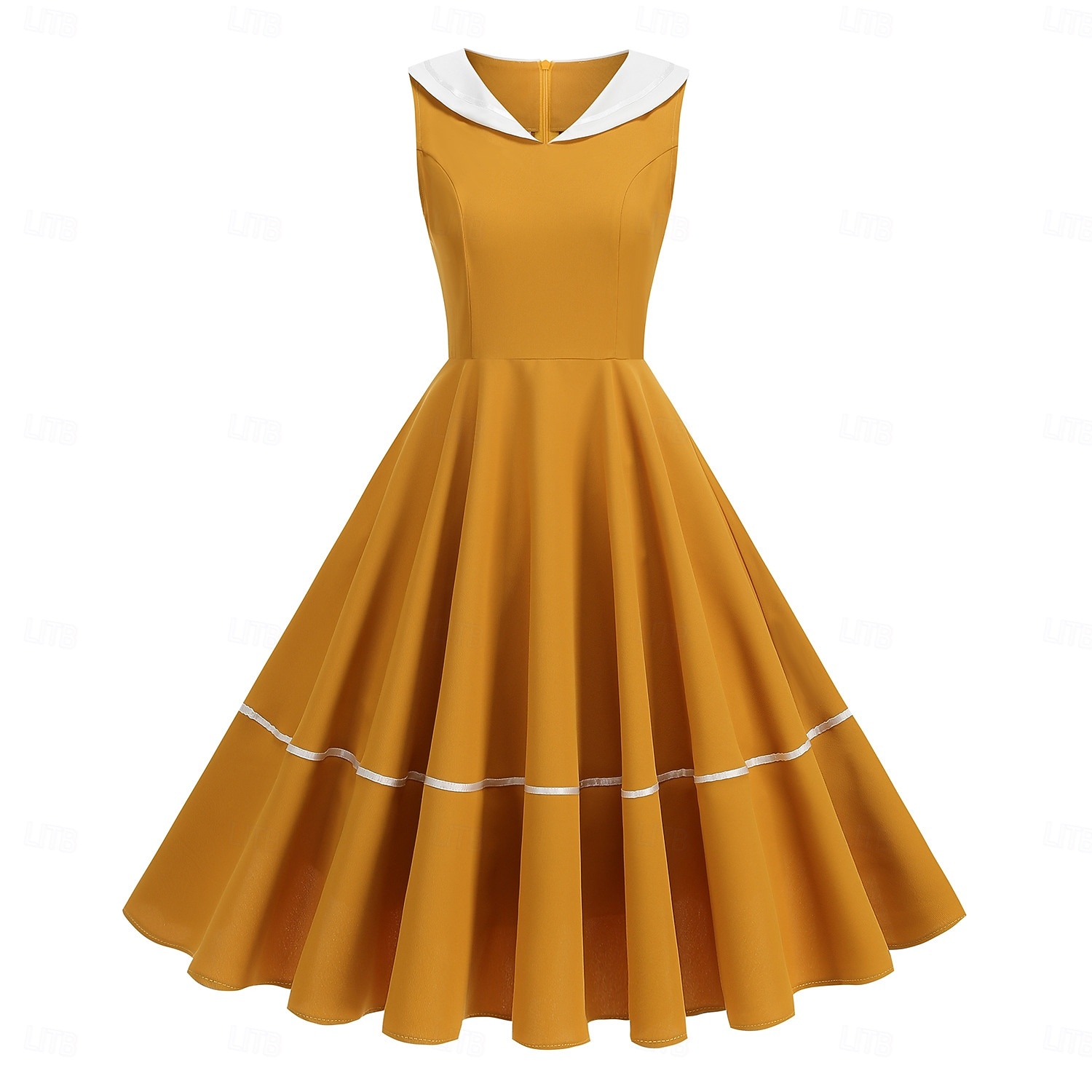 Anos 50 Retro Vintage Até os Joelhos Vestidos Rockabilly Vestido Flare Sem Mangas Côr Sólida Fantasia Mulheres Carnaval Baile de Máscaras Baile de Formatura Festa de Noite Festa de Noivado Adulto de 2026 por $47.99 –P8