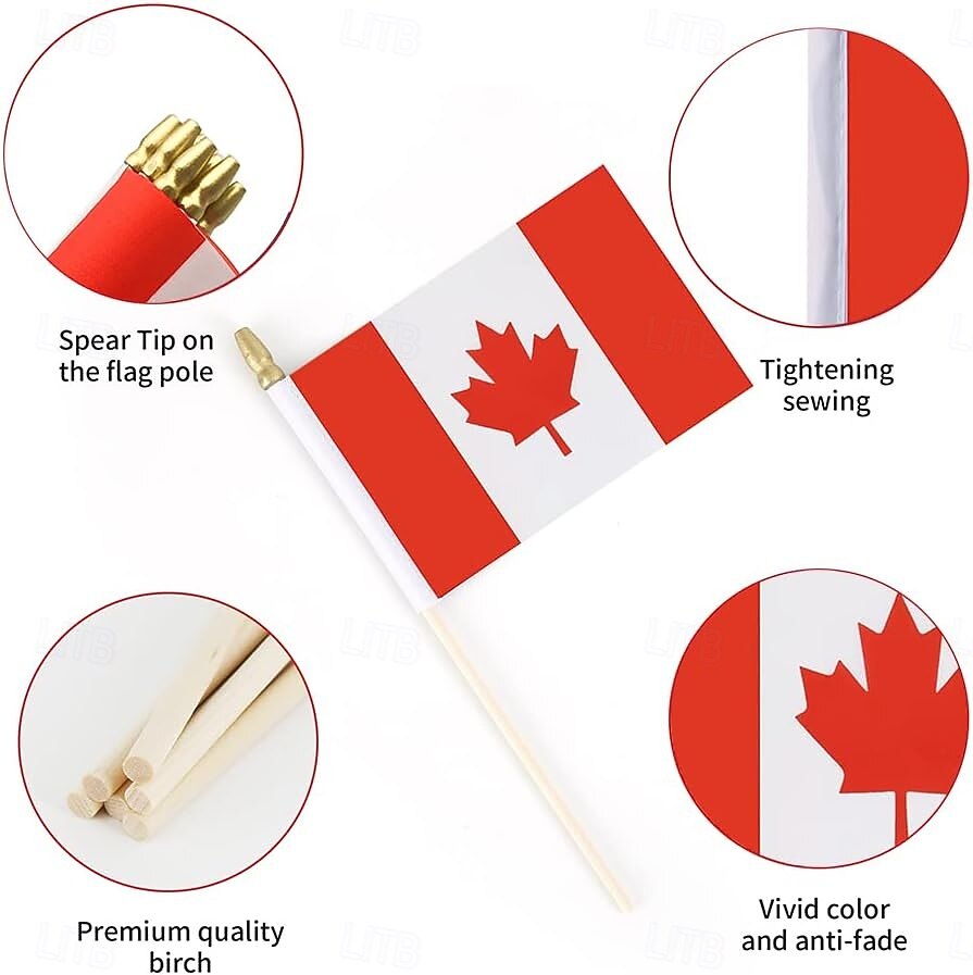 25Pack Small Canada Flag Handheld Mini Canadian Flag on Stick 5x8 Inch for Soccer World Summer Cup Match, Sports Events, Party Decorations, Fans Cheering 2026 - $16.99 –P3