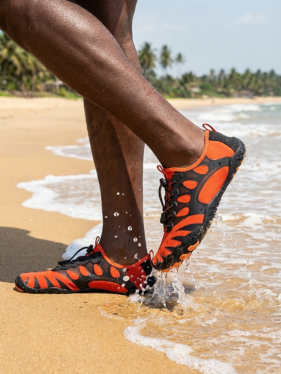 Scarpe da acqua da uomo arancioni e nere ad asciugatura rapida, leggere, traspiranti e antiscivolo, ideali per attività acquatiche, passeggiate in spiaggia, nuoto, kayak, trekking fluviale e avventure all'aria aperta. del 2026 a $29.99 –P1