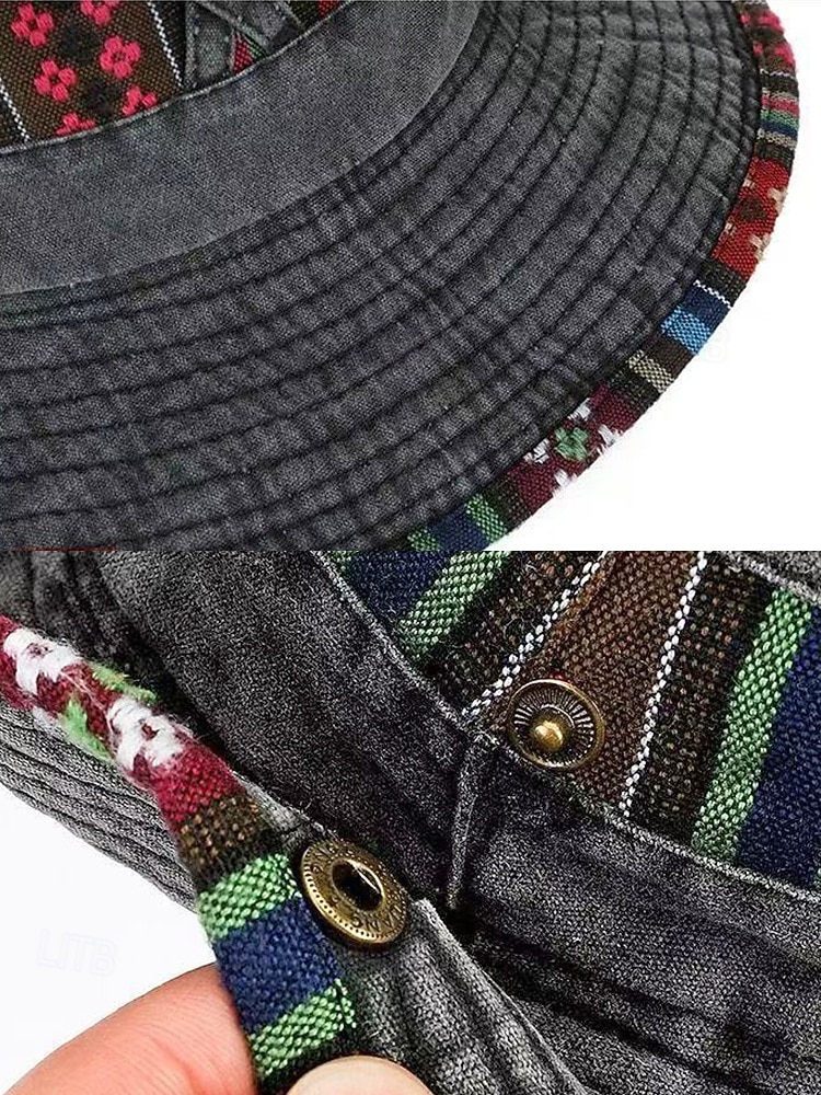 Ανδρικό καπέλο bucket από μείγμα βαμβακιού σε μποέμ στιλ με έθνικ σχέδια, πολύχρωμο σχέδιο – ιδανικό για καθημερινή χρήση και ταξίδια διακοπών 2026 - $11.99 –P15