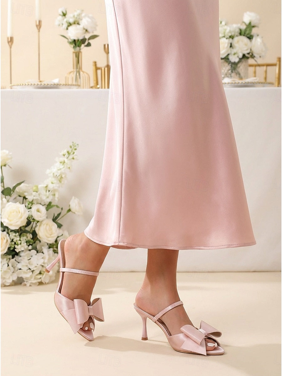 Женские фиолетовые босоножки на высоком каблуке с бантом для гостей на свадьбе — элегантные босоножки с ремешками, идеально подходящие для мам, посещающих городские свадьбы. 2026 - $46.99 –P2