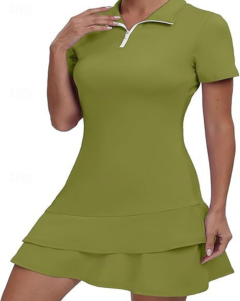 Dam Grafisk Leopard Geometrisk Tennisklänning med shorts Sportklänning Golfpikéklänning Kortärmad Fjärdedels blixtlås Asymmetrisk Elastisk Svettavvisande Andningsfunktion Tennis Golf Badminton 2026 - $22.99 –P6