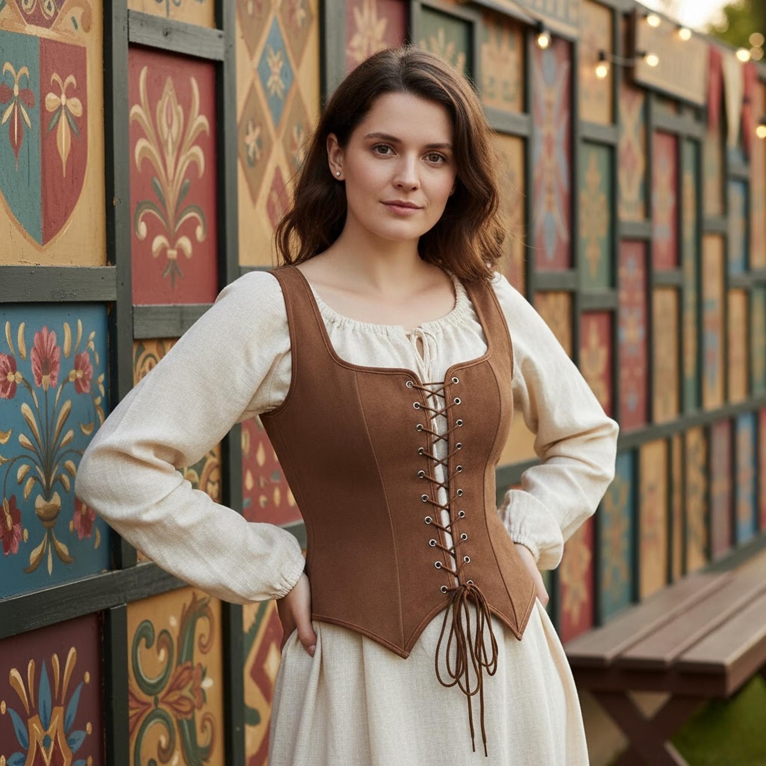 Middeleeuws Renaissance Cottagecore Korset Lijfje Piraat Viking Boers Veters Kostuum Dames Keltisch Fantasie Halloween Carnaval Prestatie LARP Ren Faire Volwassenen Korset 2026 - $26.99 –P1