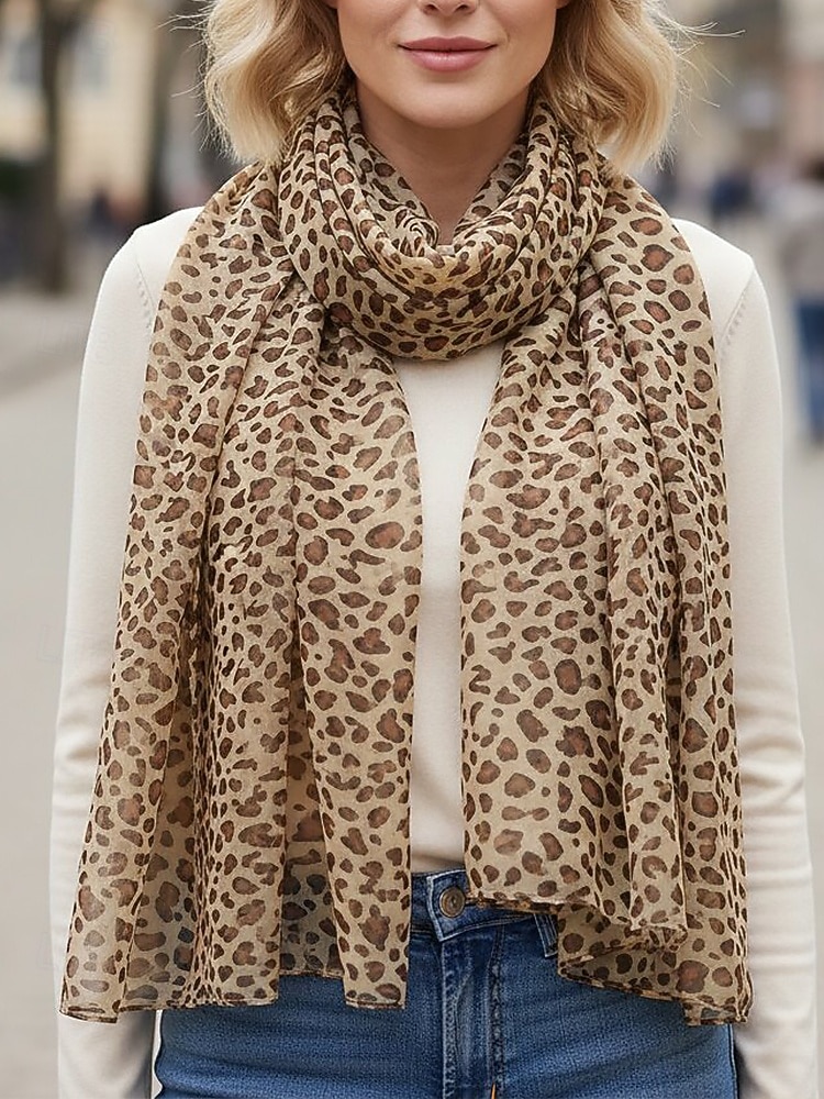 Lenço feminino de chiffon leve estilo boêmio, estampa de leopardo, várias cores, ideal para uso diário, férias e viagens. de 2026 por $9.99 –P4