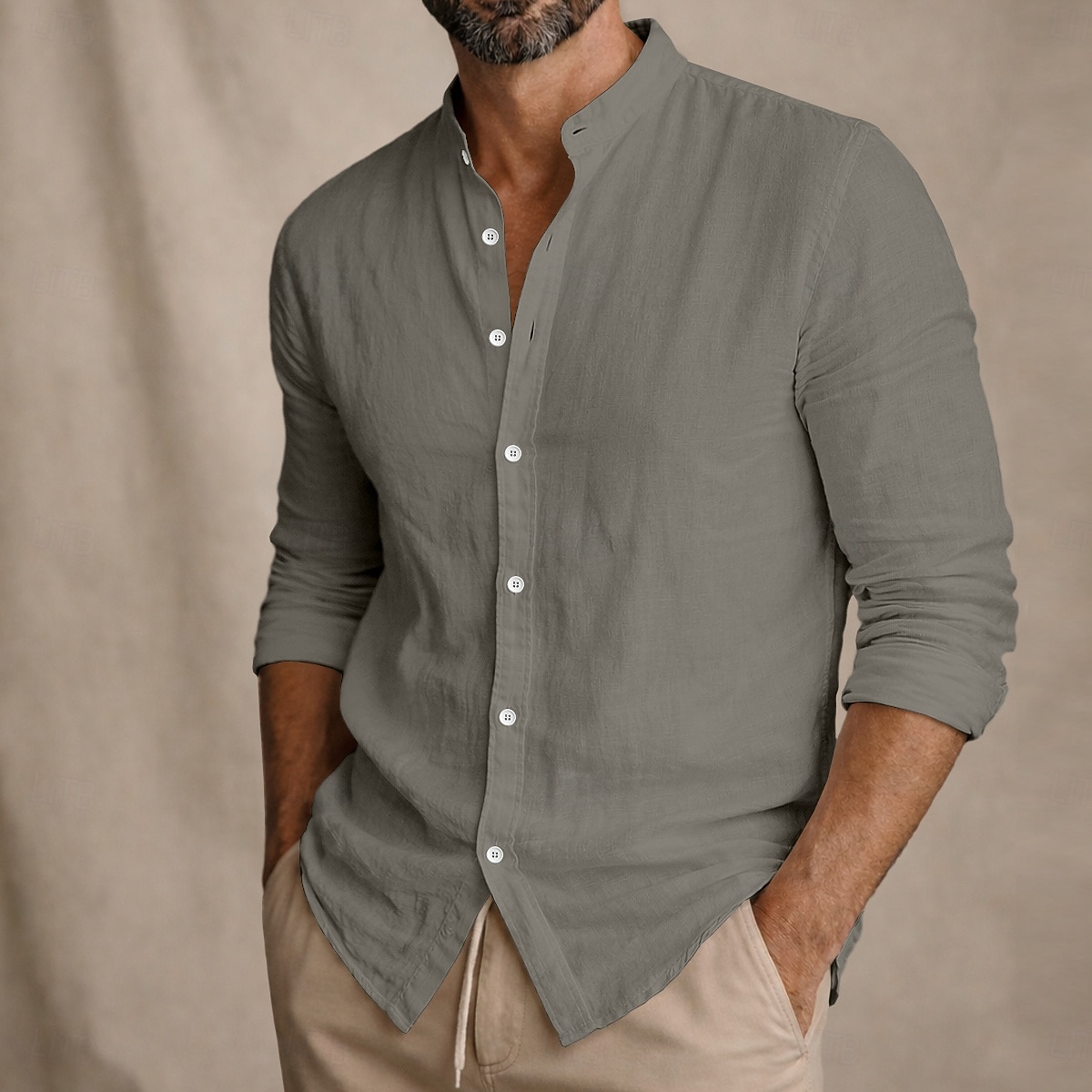 Per uomo Camicia Camicia Estiva Abbigliamento da spiaggia Camicia con colletto alla coreana Camicia con Bottoni Semplice Casuale Quotidiano Blu Nero Bianco Rosa Manica Lunga Collo alla coreana del 2026 a $25.99 –P10