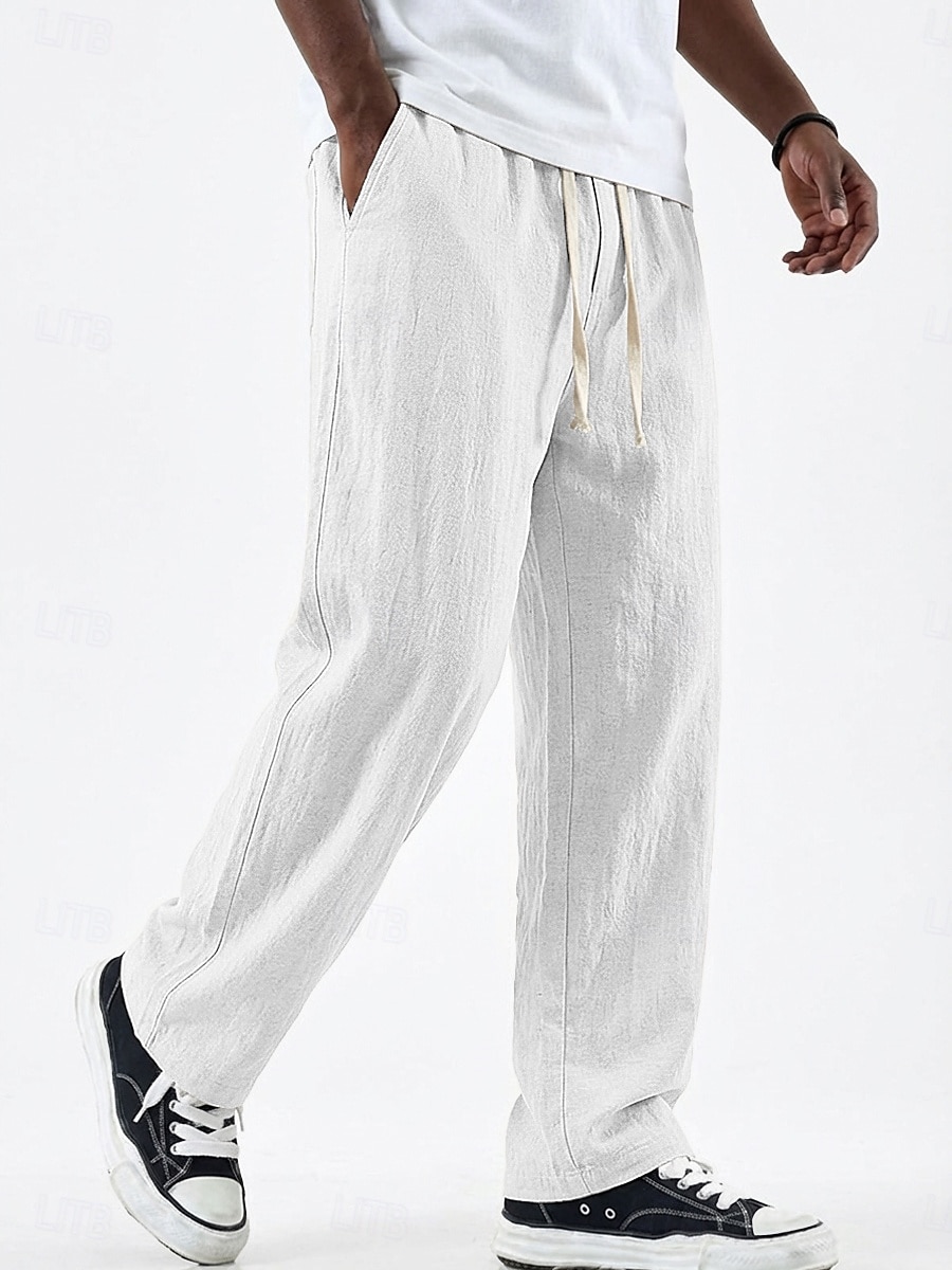 Homme Pantalons en Lin Pantalons Pantalon d'été Pantalons Amples Avec Poches Taille Élastique Jambe Droite Couleur Unie Confortable Respirant Longueur complète Occasionnel Quotidien Fête Vacances Mode de 2026 ? $24.99 –P5