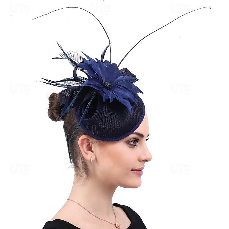 Fascinators Lino Boda Cumpleaños Elegante Vintage Estilo lindo Con Pluma Celada Sombreros 2026 - $28.99 –P3