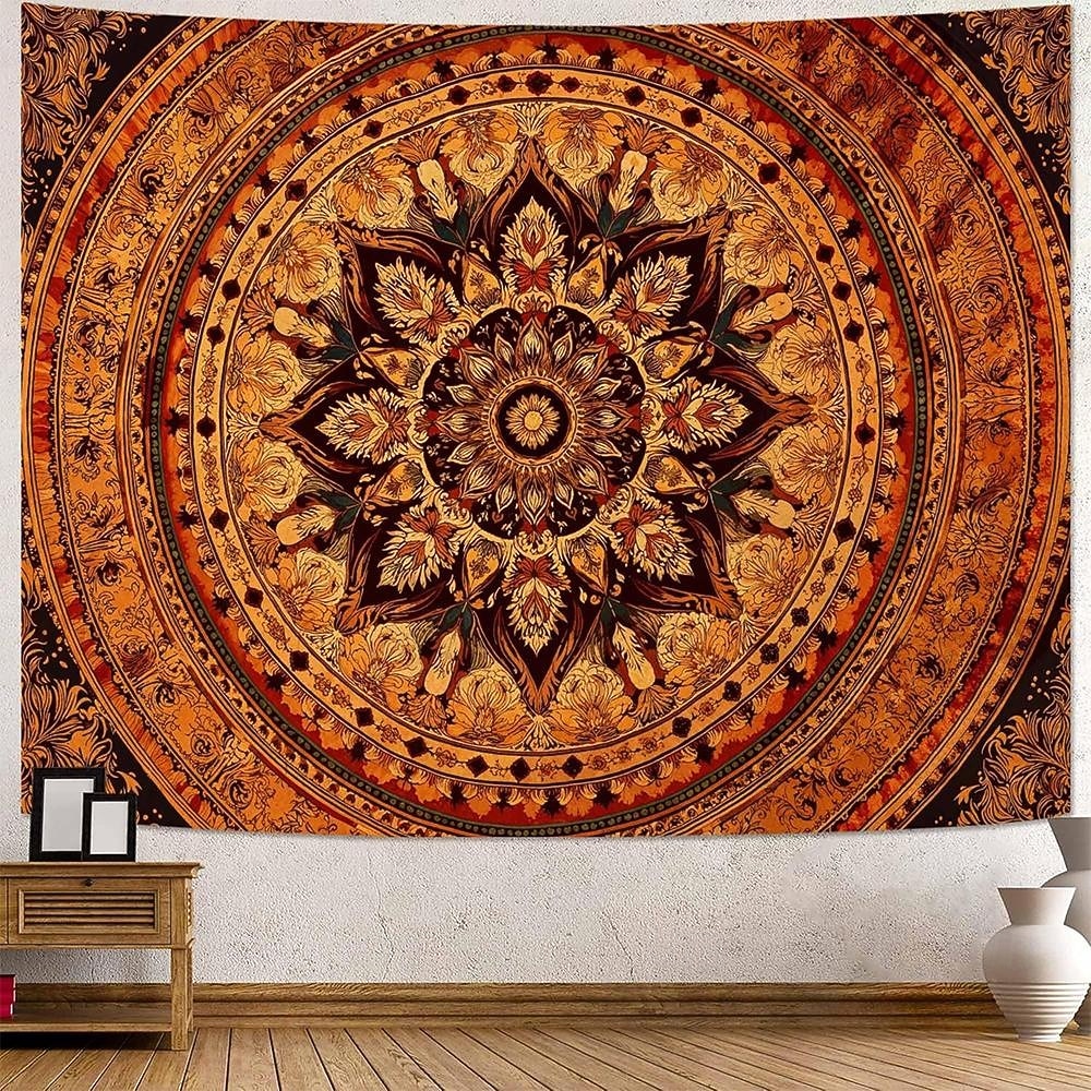 Tapeçaria de parede mandala boêmia em tons de laranja queimado, com intrincado medalhão floral, arte étnica tribal boho para decoração de casa, sala de estar, quarto ou escritório. de 2026 por $20.99 –P3