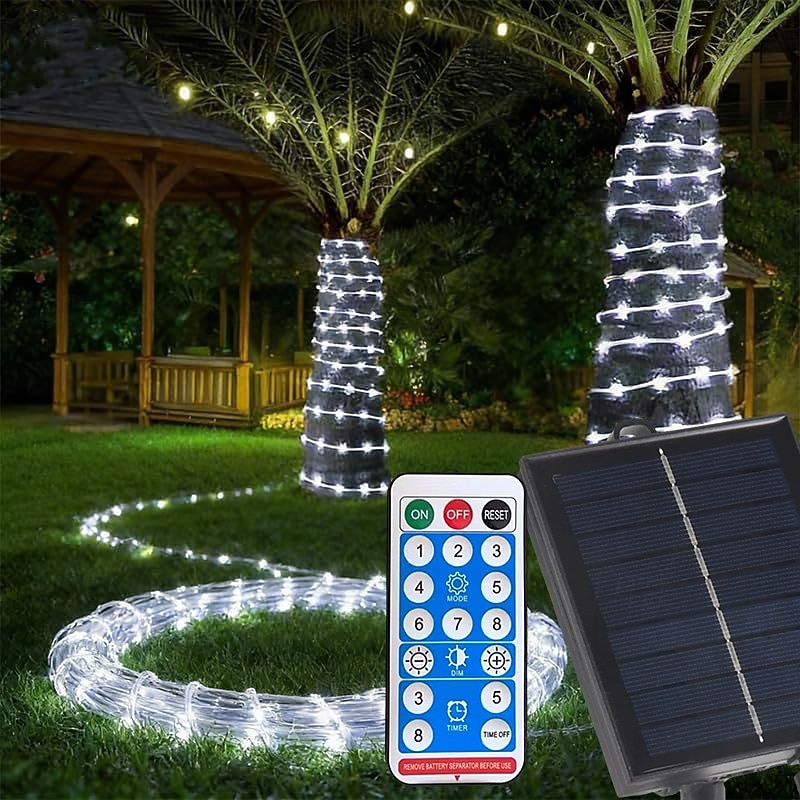 100 m-es kültéri napelemes fényfüzér, 1000 LED, IP65 vízálló, 31 V-os napelem &USB-ről tölthető, 8 funkciós távirányítóval, dekoratív LED-es lámpák kertbe, teraszra, medencébe, esküvőre, partira 2026 - $125.99 –P5
