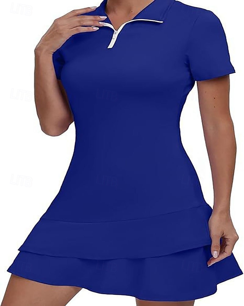 Dam Grafisk Leopard Geometrisk Tennisklänning med shorts Sportklänning Golfpikéklänning Kortärmad Fjärdedels blixtlås Asymmetrisk Elastisk Svettavvisande Andningsfunktion Tennis Golf Badminton 2026 - $22.99 –P19