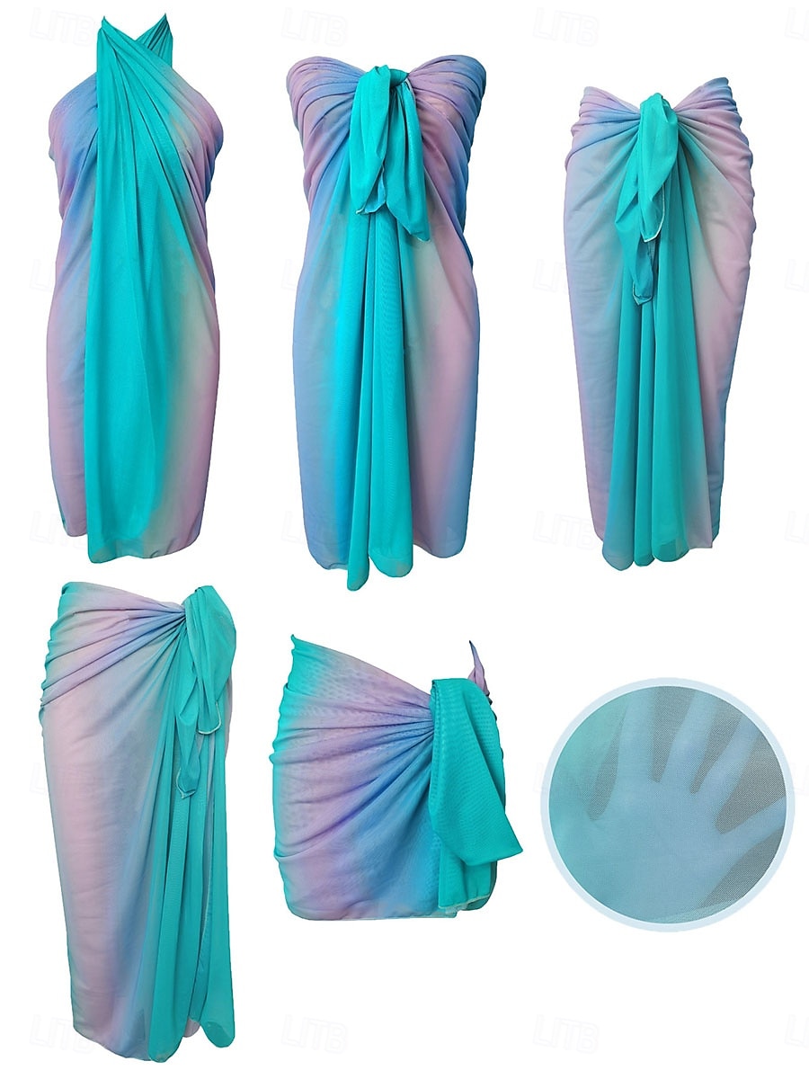 Damen Badeanzug Überwurf Wickeln Rock Bademode Gerafft Urlaub Strandbekleidung Ombre Trägerlos Ärmellos Badeanzüge 2026 - $12.99 –P6