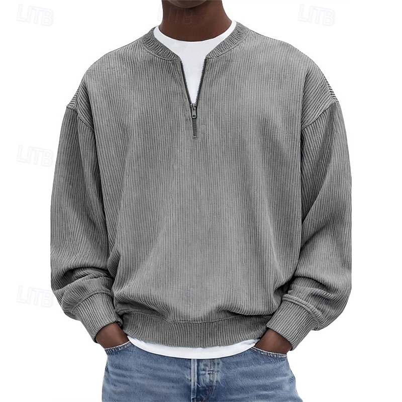 Voor heren Sweatshirt Sweatshirt met kwartrits blauw Zwart Wit Lichtgroen Marineblauw Halve rits Effen Kwart ritssluiting Dagelijks Sport & Outdoor Feestdagen Polyester Streetwear Basic Casual Lente 2026 - $32.99 –P7
