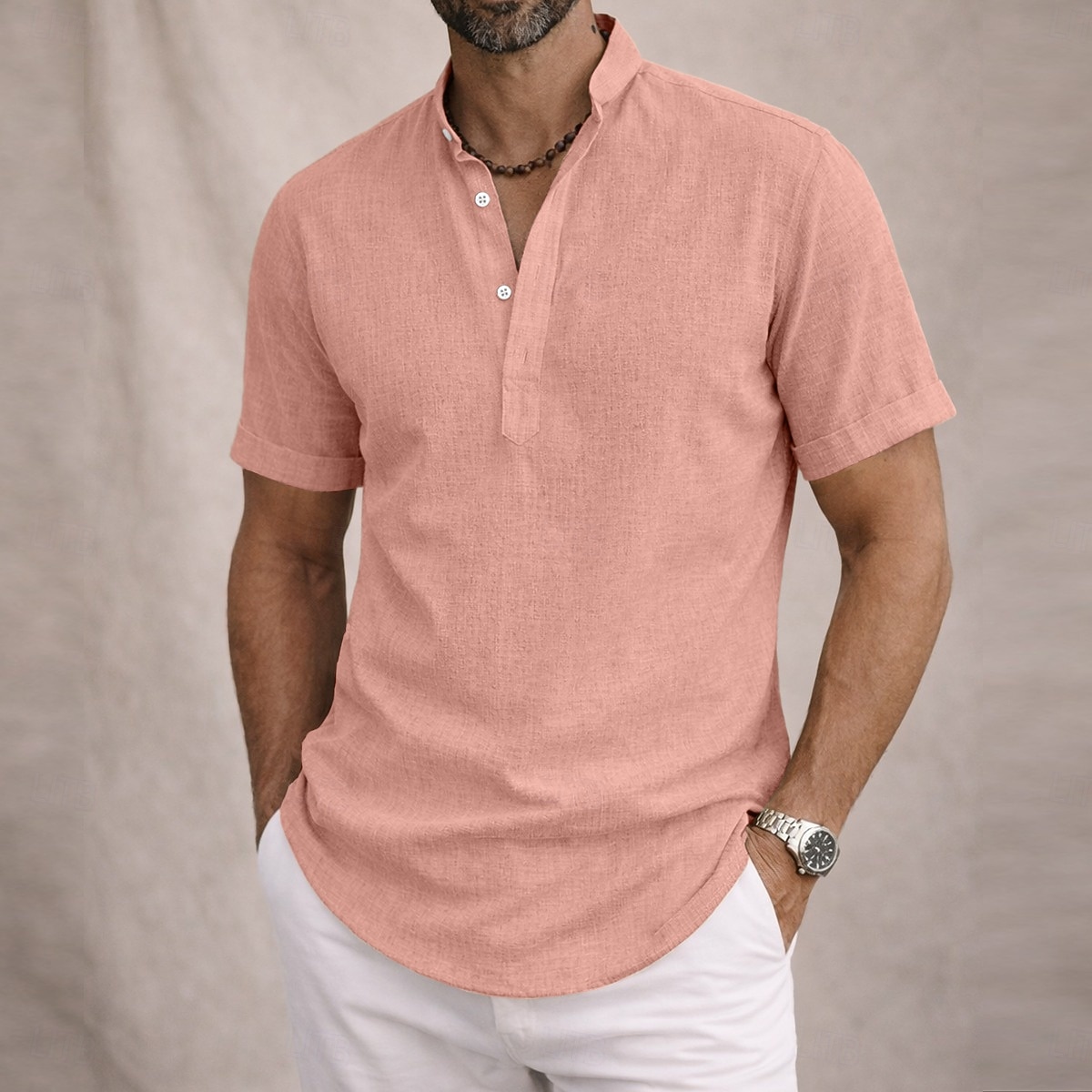 Per uomo Camicia Camicia di lino Camicia popover Camicia Estiva Abbigliamento da spiaggia Camicia con colletto alla coreana Semplice Casuale Quotidiano Blu Nero Bianco Giallo Manica Corta Collo alla del 2026 a $22.99 –P1