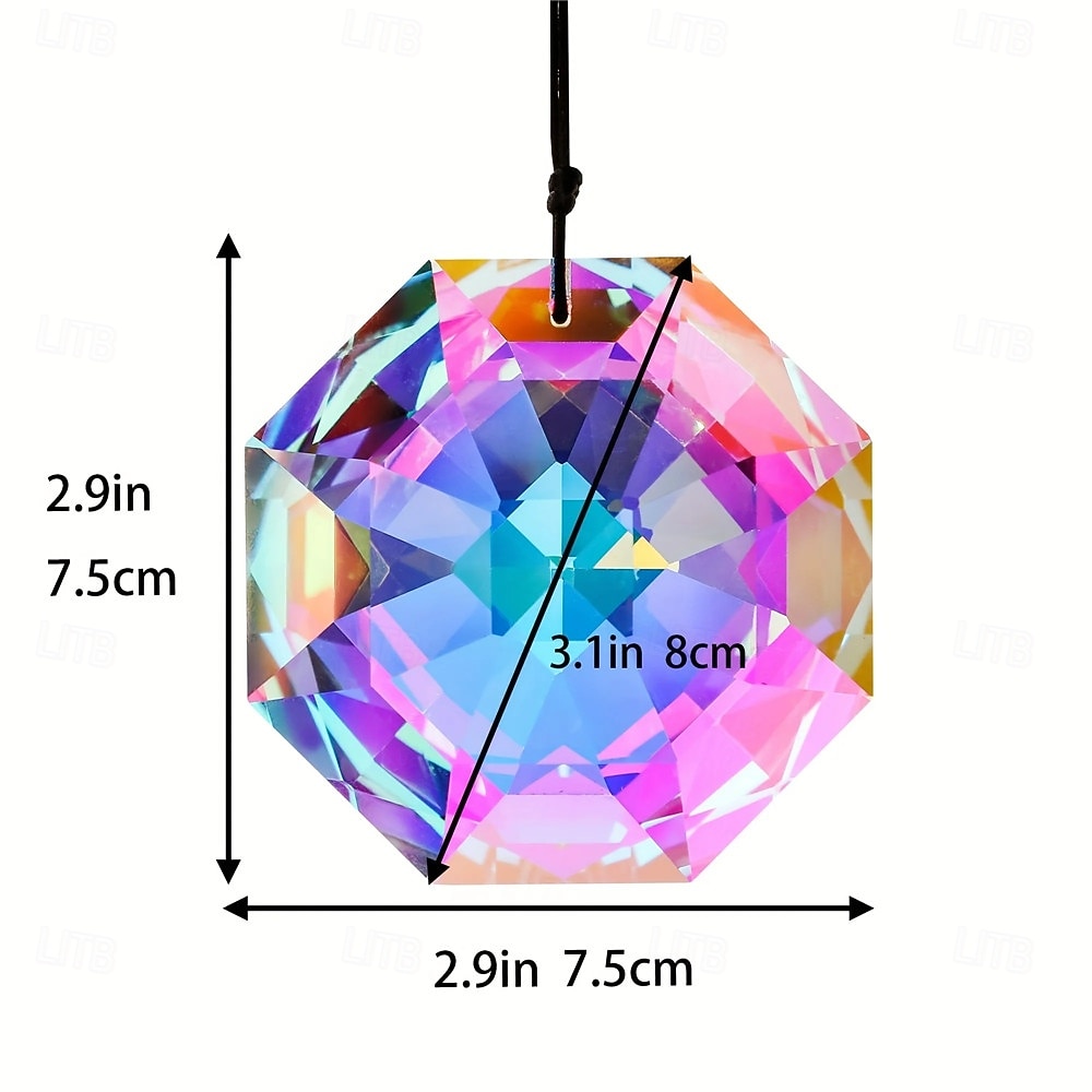 7.5 cm Rainbow Sun Catcher Crystal for Windows AB Colorful Large Crystal Octagonal Bead Sun Catcher Prism Indoor Outdoor Home 2026 - $22.99 –P4