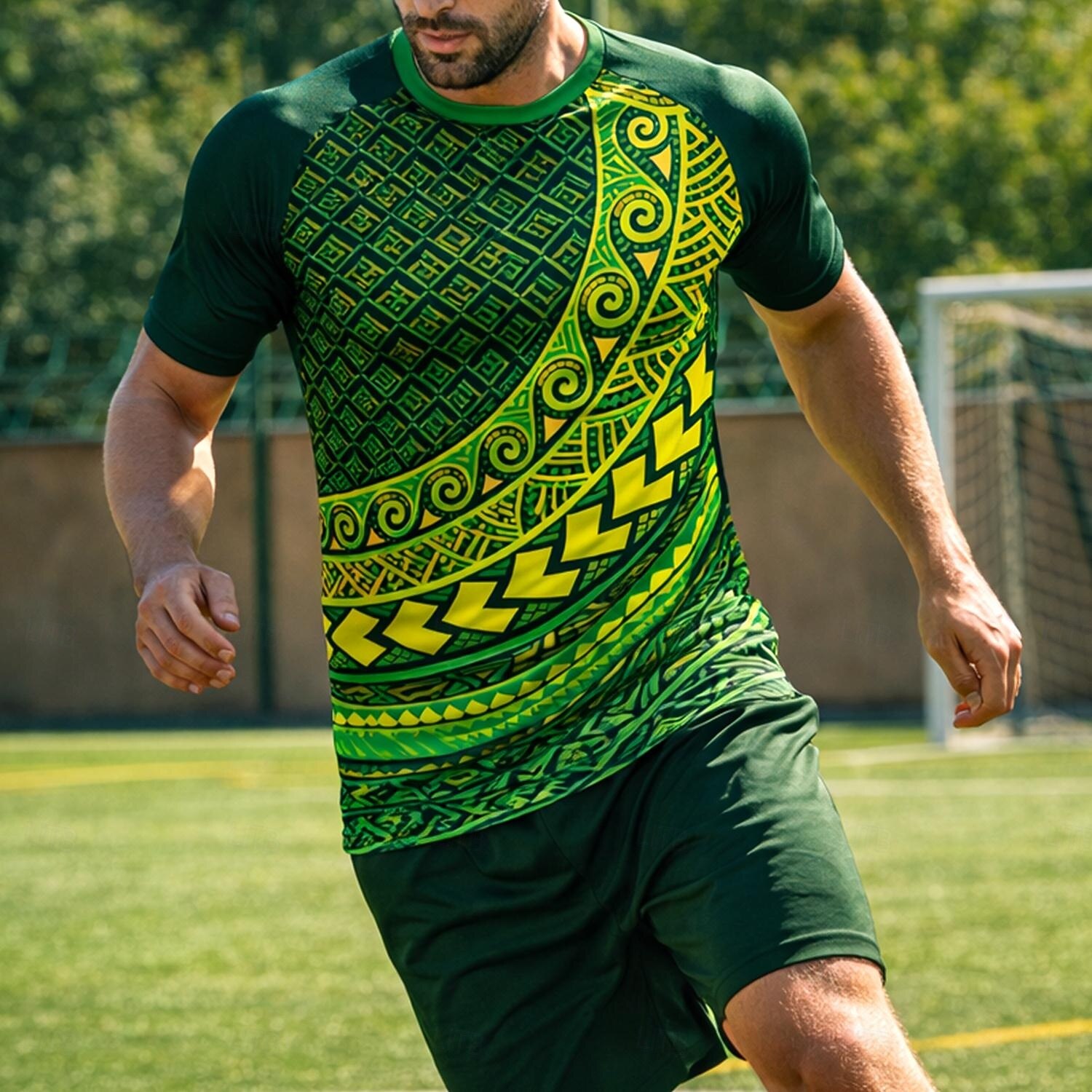 Bărbați Tricou de fotbal Geometric Aztec Brazilia Topuri pulover Tricou sport Vară Manșon scurt Casual De Atletism Spandex UPF 50 Uscare rapidă Confortabil la umezeală Respirabil Turneu Fotbal 2026 - $18.99 –P1