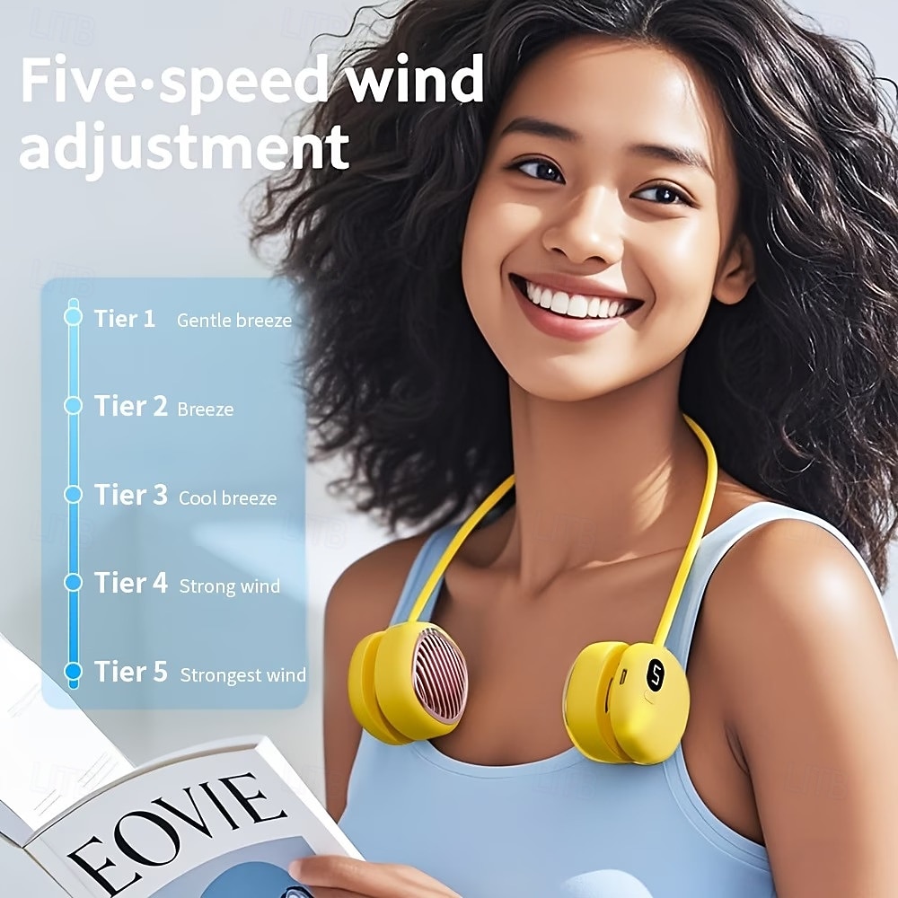 Neck-worn Fan Featuring 5-speed Cooling, Dual-turbo Technology, And Ultra-quiet 40-decibel Operation Lightweight And Skin-friendly Design, Ideal For Travel, Outdoor Activities, And Everyday Use 2026 - $17.99 –P2