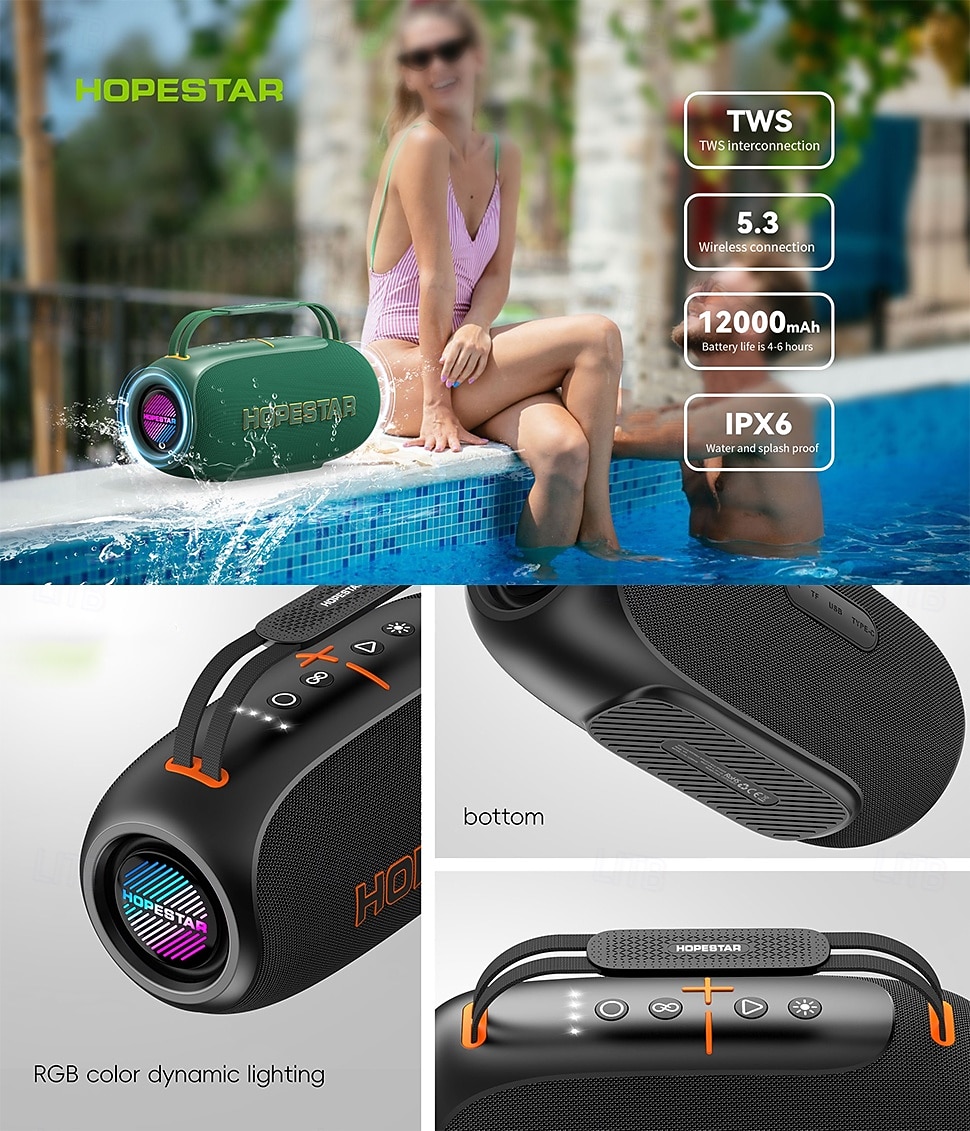 80W Bluetooth Speaker, BT 5.3 Wireless Portable Speaker with Deep Bass & RGB Lights, IPX6 Waterproof, 12000mAh for 2026 World Soccer Match Home Watch Party, Immersive Stadium Sound Experience 2026 - $137.99 –P1