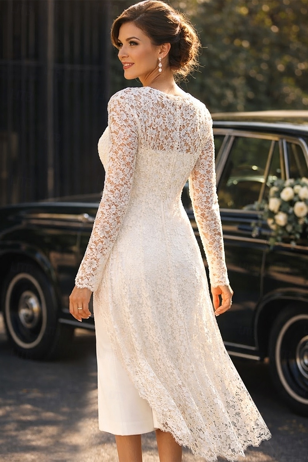 Todelt Linjeform Knelengde Gjestekjole til bryllup Kjole til brudens mor Ermeløs Firkantet hals Elegant Bryllupsgjest Bryllupsfest Kirke Chiffon Blonder Jakke kjoler med Ensfarget 2026 - $160.99 –P3