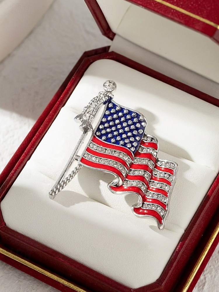 Zestaw broszek patriotycznych dla kobiet, ze stopu metali, w kolorze złotym i srebrnym, 2-częściowe przypinki z flagą USA, idealne na 250. rocznicę USA, Dzień Niepodległości i na co dzień 2026 - $11.99 –P5