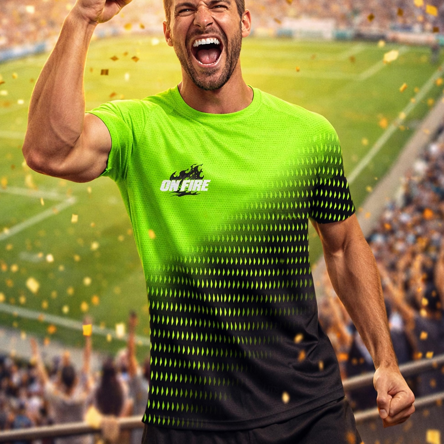 2026年 男性用 サッカーユニフォーム 幾何学模様 勾配 文字＆番号 ランニングトップ アスレチックTシャツ 夏 半袖 UPF 50 速乾性 吸汗性 高通気性 トーナメント サッカー ジム ランニング しつけ用品 スポーツ グリーンとブラック スポーツウェア アクティブウェア  コレクション – $18.99 –P1