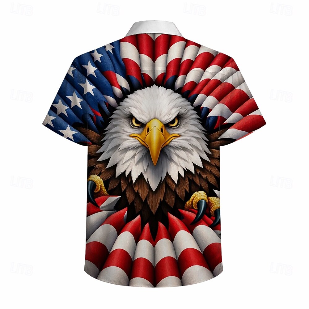 Blouse / Shirt Geometic Independence Day Retro Vintage 1970s Short Sleeves for Men's Adults'  for 4th of July Party Independence Day 2026 - $23.99 –P4