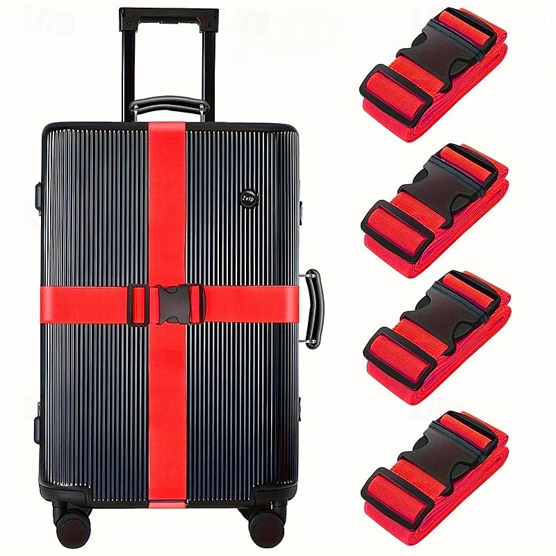 4PCS Luggage Straps, 200CM Adjustable Travel Bag Belts with Buckle, Secure Suitcases, Quick Luggage Identification, Multiple Colors, Travel Essential, Gift Idea 2026 - $24.99 –P14