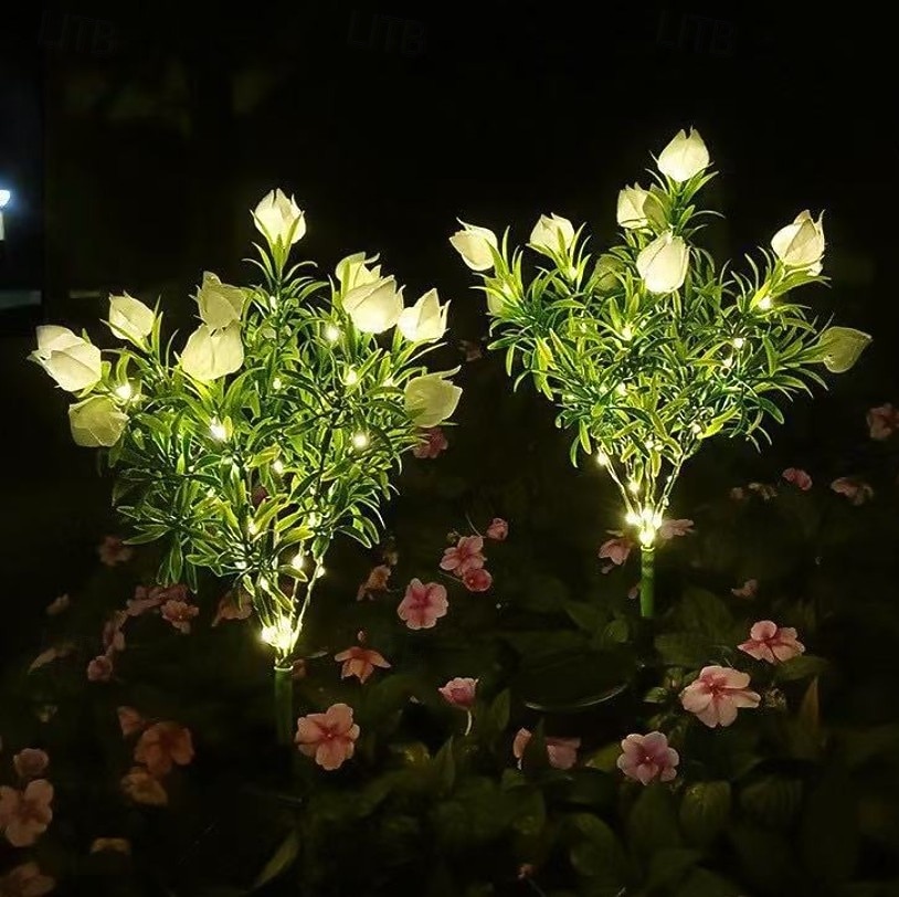 1 חבילה של 1 תאורת LED גינה דקורטיבית סולארית חיקוי גרדניה זר חיצונית אור שמש לקישוט נתיב חצר שביל פטיו מרפסת דשא, פרחים מלאכותיים הידרנג'ה אור חם 2026 - $17.99 –P6