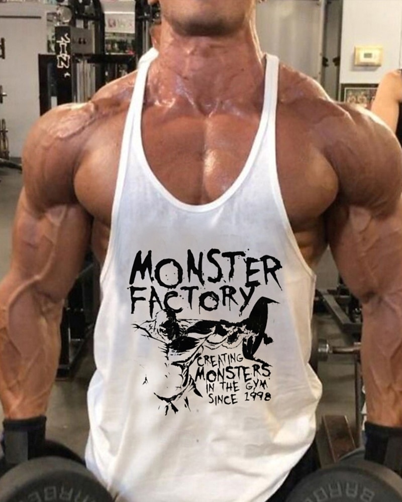 Herr Grafisk Bokstav Träningströja Linne för jogging Gymlinne Sommar Ärmlös Snabb tork Fuktabsorberande Gymträning Aktiv träning Träning Blå Svart Vit Sportkläder Sportkläder 2026 - $10.49 –P1