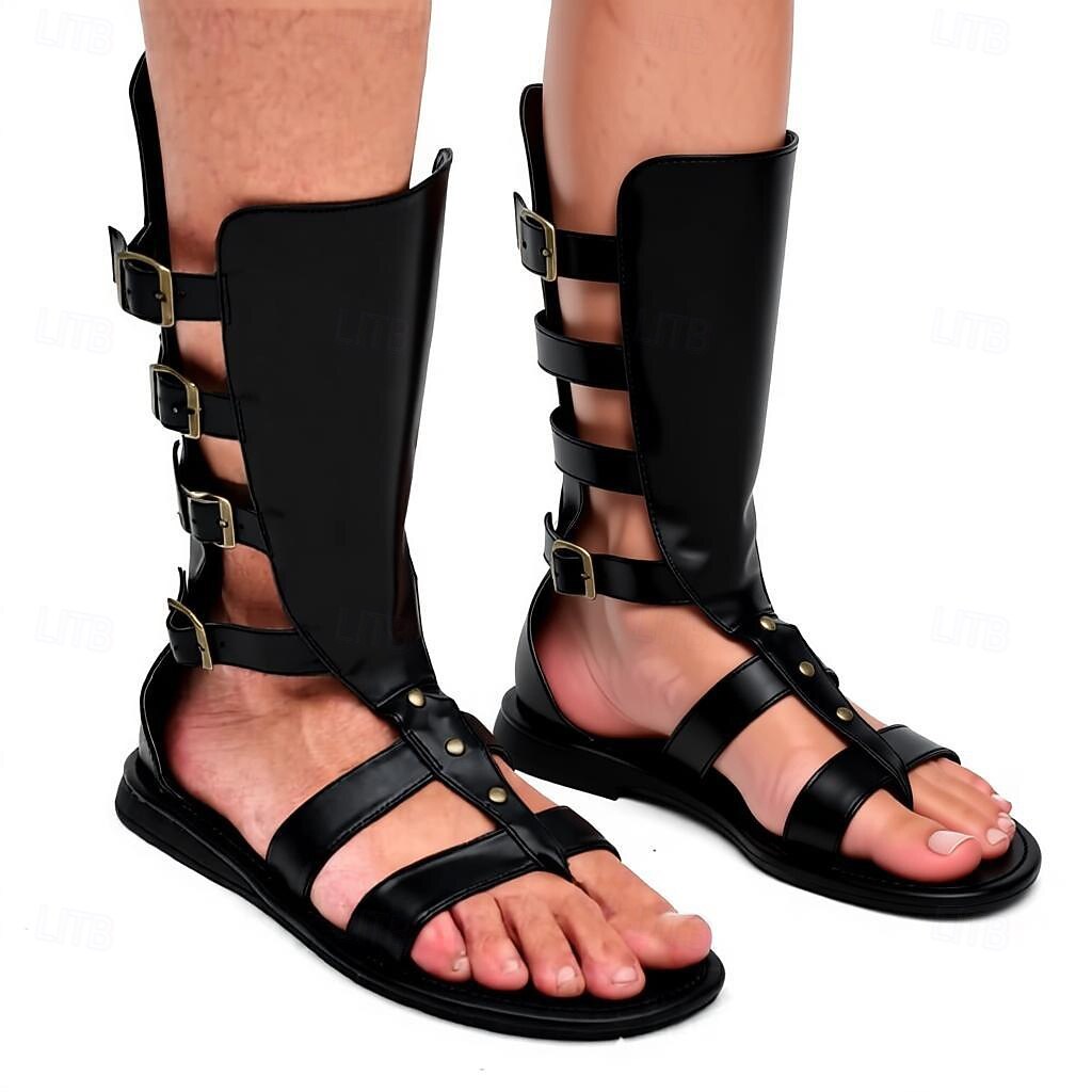 Retro vintage Middeleeuws Renaissance Sandalen Ridder Gladiator Ranger Kostuum Voor heren Keltisch Piraat Halloween Carnaval Ren Faire Retro themafeest Volwassenen Schoenen 2026 - $56.99 –P2