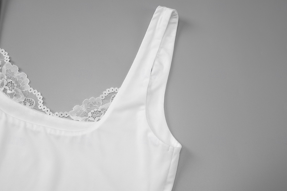 Dame Singleter Blondeskjøtetopp Helfarge Stilfull Varmt Fritid Ermeløs stropper Crop Tops Daglig Ut på byen Helg Svart Hvit Sommer Vår 2026 - $19.99 –P8