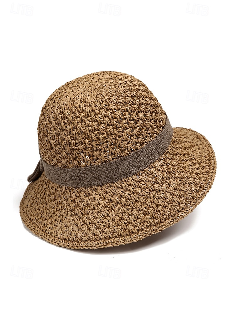 Naisten boheemi olkihattu rusetilla – useita värejä, kokoontaitettava helppoa kantamista varten, täydellinen arkeen ja rantalomalle 2026 - $11.99 –P10