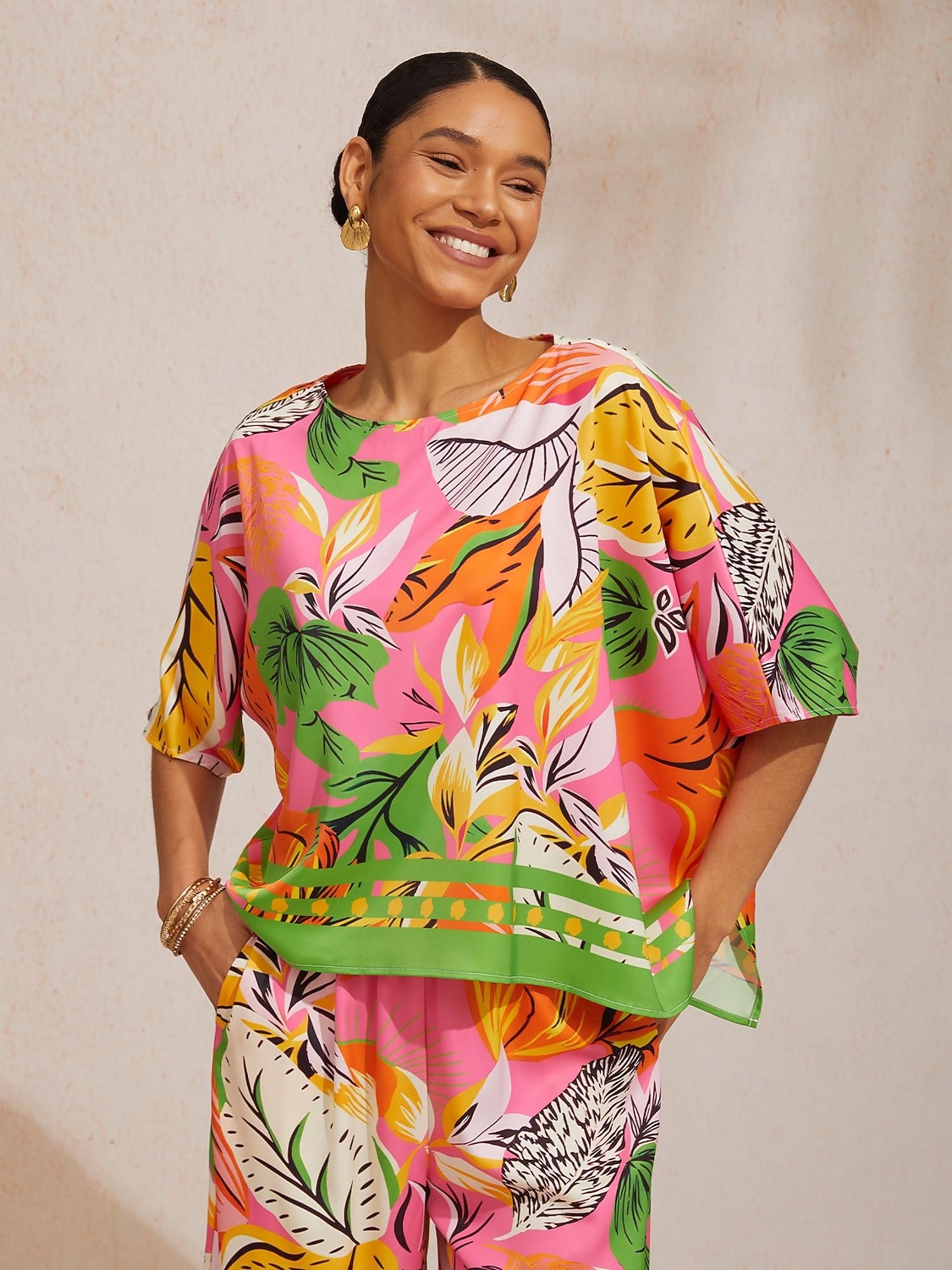 vad hibiszkusz álom selymes szatén dolman ujjú felső 2026 - CAD $85.99 –P1