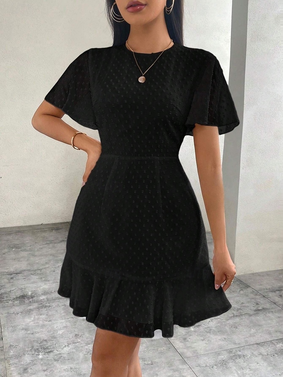 Women's Mini Dress White Dress Casual Dress Elegant Fashion Modern Outdoor Vacation Going out Regular Fit Plain Short Sleeve Crew Neck Black White Green Summer Spring 2026 - $29.99 –P13