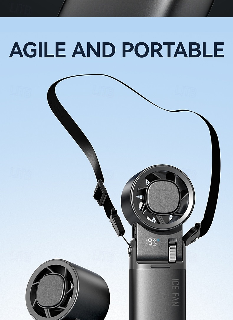 Ventilateur portable avec plaque de refroidissement, 9000 mAh, affichage numérique, 100 vitesses réglables, mini ventilateur pliable avec cordon, ventilateur turbo haute vitesse pour femmes et hommes, de 2026 ? $36.99 –P18