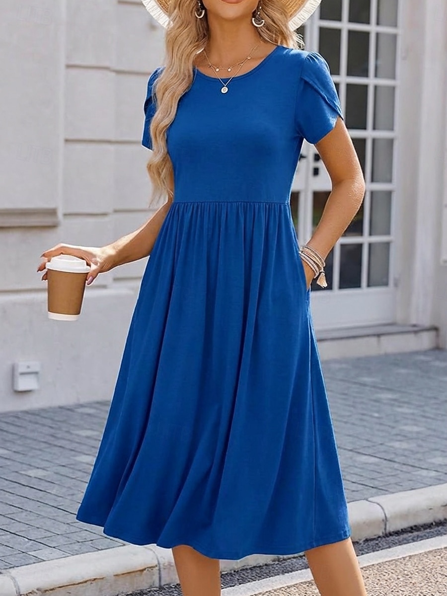 Pentru femei Rochii Midi Rochie casual Rochie A line Elegant Modă Modern În aer liber Vacanță Ieșire Fit regulat Simplu Manșon scurt În V Negru Vișiniu Mov Trifoi Vară Primăvară 2026 - $21.99 –P2