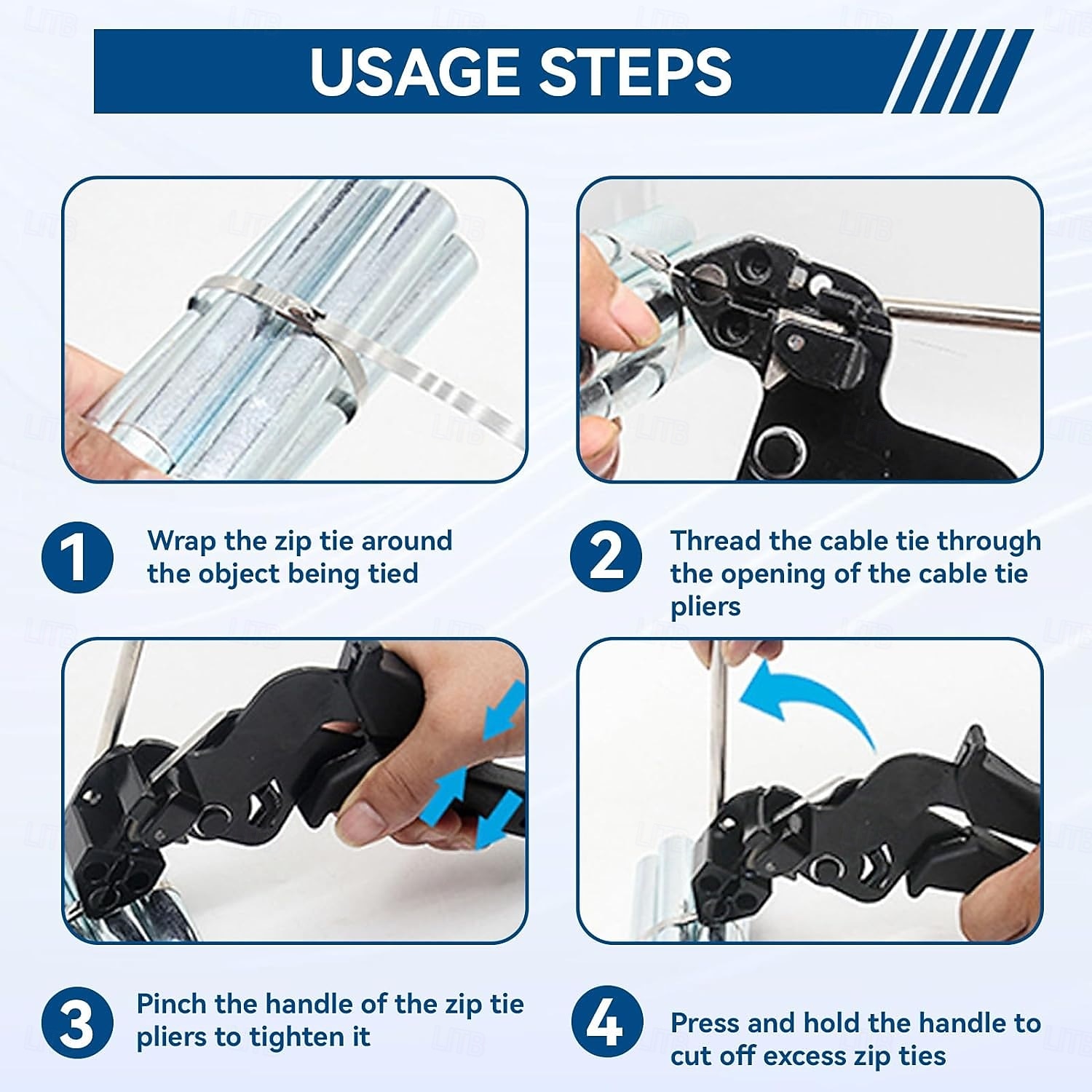 Пистолет для кабельных стяжек из нержавеющей стали со 100 металлическими стяжками длиной 11,8 дюймов, специальный инструмент для затягивания и обрезки стальных стяжек, детали для забора из 2026 - $42.99 –P6