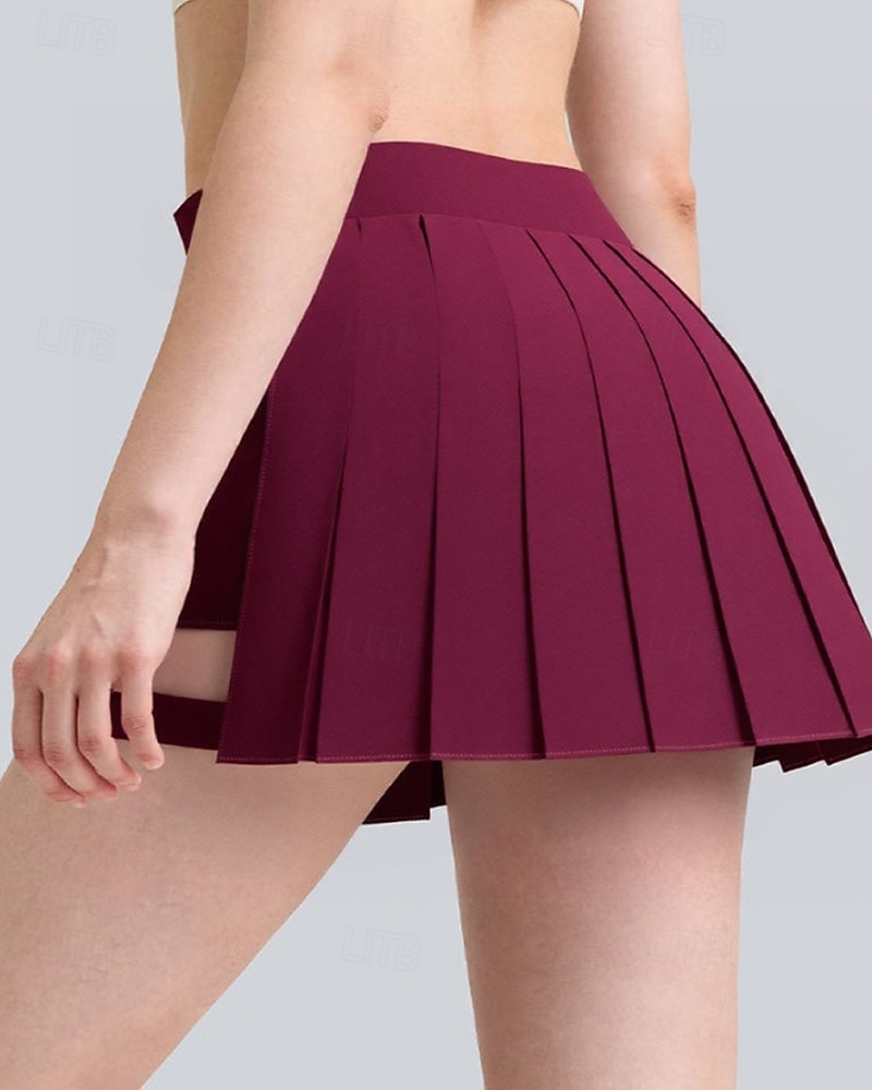 Women's Solid Colored Casual Skirt Tennis Skirts with Shorts Sport Skirt Sleeveless Pleated Pocket High Waist Elastic Sweat-Wicking Breathable Tennis Golf Pickleball Skirt Black White Wine Tennis 2026 - $34.99 –P4