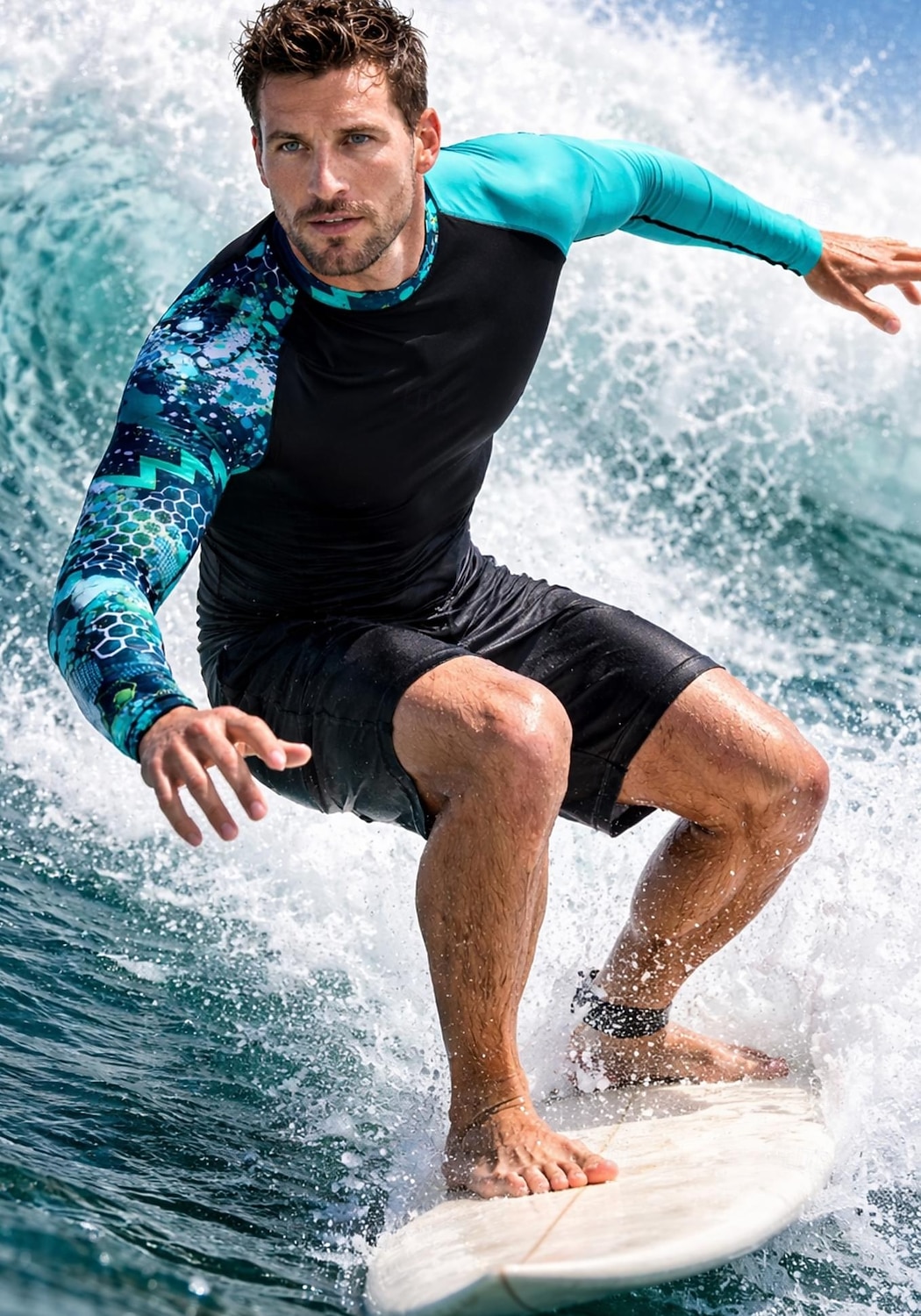 Men's Standard Rash Guard Swim Shirt Geometric Abstract Camo / Camouflage UPF50+ UV Protection Quick Dry Long Sleeve Swimwear Sun Shirt Surfing Canoeing Beach Summer 2026 - $27.99 –P9