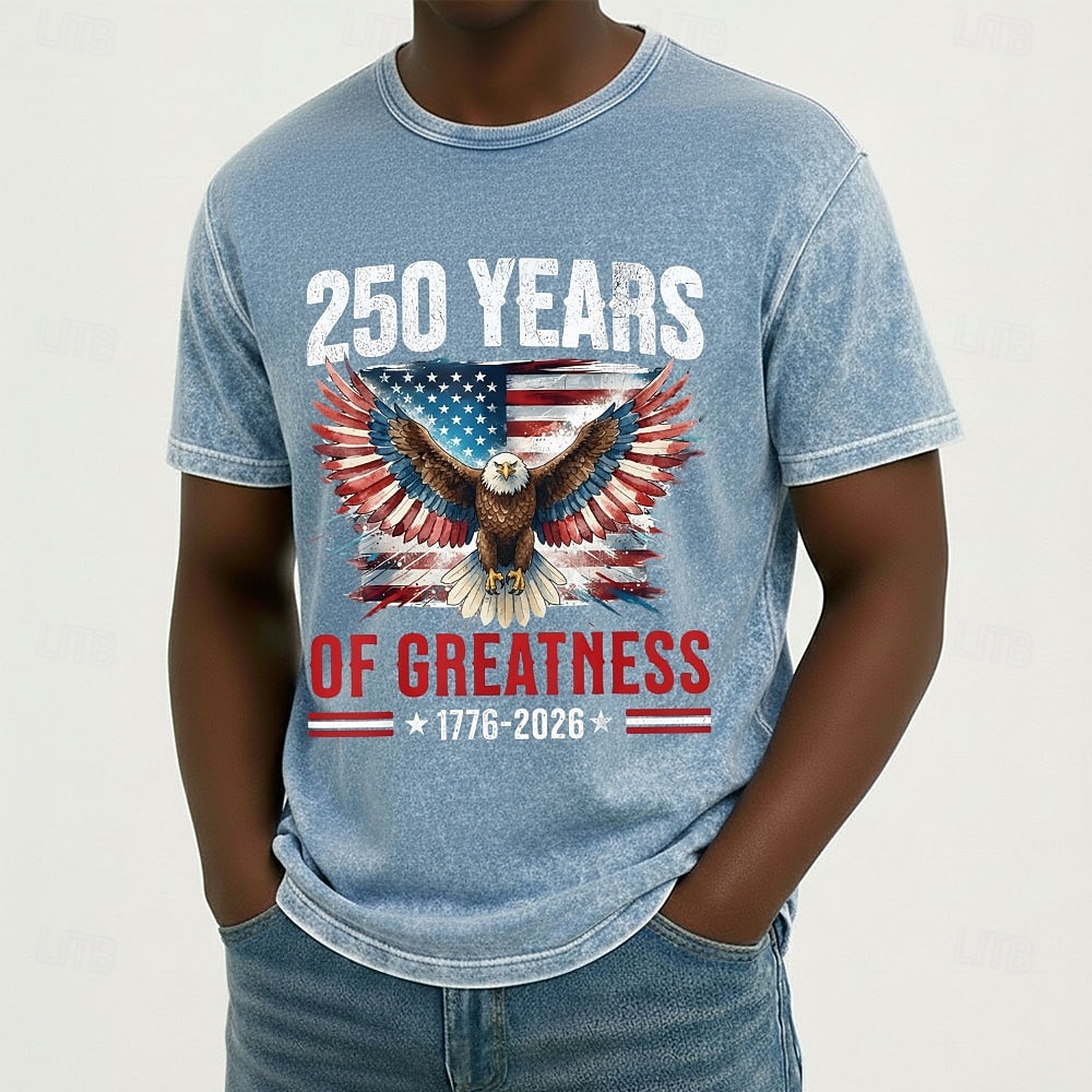 Férfi Amerikai amerikai zászló Sas Póló Ásványi mosópóló Rövid ujjú póló Savas mosás Terített nyak Ing Vintage Retro Hazafias Hétköznapi Utazás Vakáció Medence Bíbor Szürke Nyár Tavasz Ruházat M L XL 2026 - $21.99 –P3