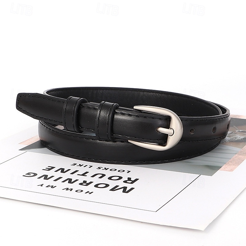 Women's PU Buckle Belt PU Leather Metal Bucke Geometric Casual Daily Holiday Black Brown Beige Coffee 2026 - $2.49 –P2