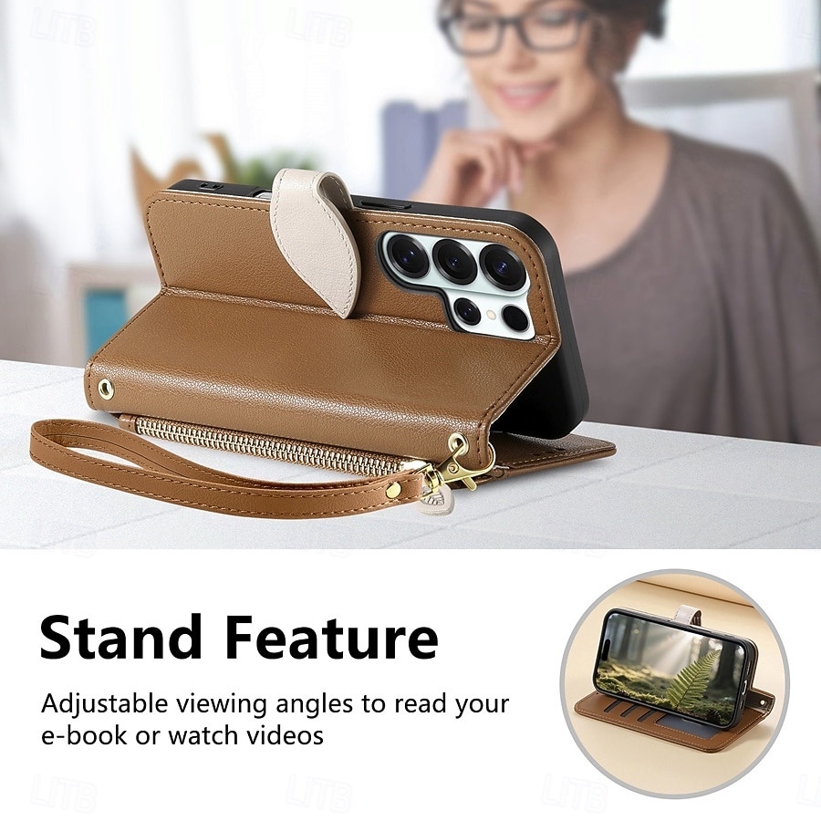 telefoon hoesje Voor Samsung Galaxy S26 S26 Plus S26 Ultra Wallet Card Case Flip cover Rits met polsband Standaard Retro TPU PU-nahka 2026 - $17.99 –P15