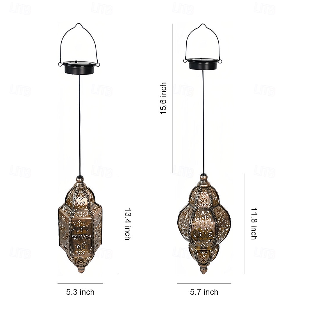 Lanterne suspendue d'extérieur à projection solaire baroque en métal creux, étanche, avec éclairage LED pour jardin, cour, allée, pelouse, terrasse, fête, vacances, ambiance chaleureuse, violet de 2026 ? $23.99 –P22