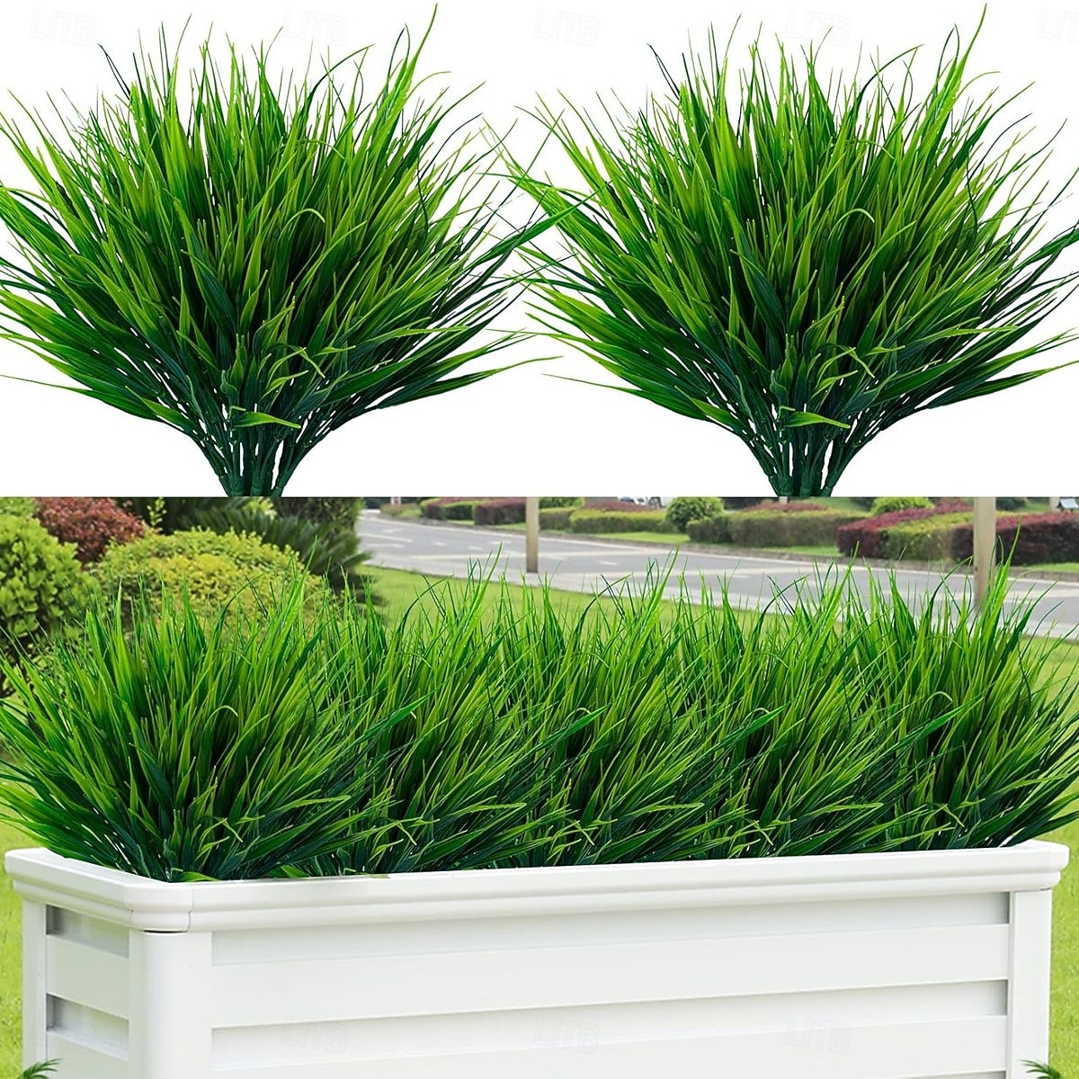 20 kpl keinotekoisia ulkokasveja, tekonurmikkaa, vihreitä pensaita, UV-kestäviä keinotekoisia muovikasveja, puutarhakuistin ikkunalaatikon sisustus (ruoho) 2026 - $23.99 –P1