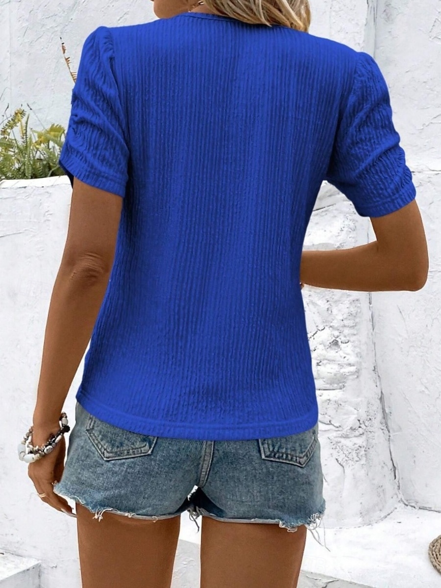 Women's T Shirt Tee Top Plain Fashion Classic Casual Short Sleeve Crew Neck Regular Tops Daily Going out Weekend Blue Black Pink Rose Red Light Blue Summer Spring 2026 - $21.99 –P9