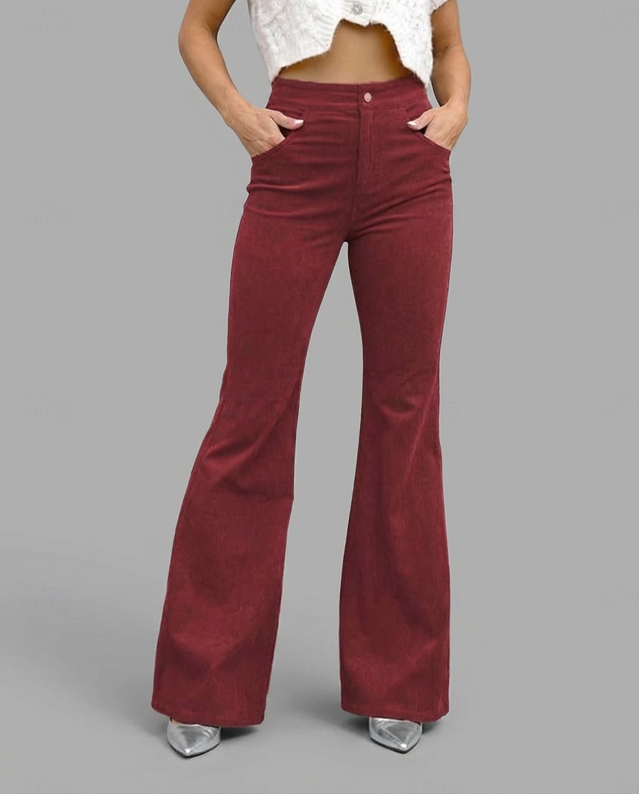 Women's Flare Vacation Fashion Streetwear Full Length High Waist Comfy Soft Micro-elastic Vacation Formal Street Blue Army Green Wine Black Fall Regular Fit 2026 - $22.99 –P1