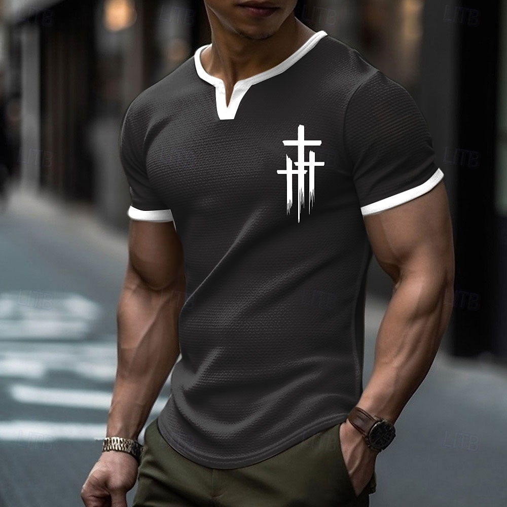 Homme Croix Chemise gaufrée T-shirt Manche Courte T-shirt Impression 3D Col ras du cou Chemise Sports Quotidien Rétro Vintage Occasionnel Quotidien Rue Bleu Ciel Noir Kaki Été Printemps Vêtement Tenue de 2026 ? $19.99 –P4