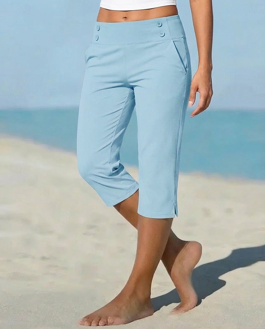 Damen Caprihose Stoffhosen Gemütliche Leggings Urlaub Basic Lässig Wadenlang Natürliche Taille Einfach Seitentaschen Geteilt Bequem Komfort Atmungsaktiv Hohe Elastizität Urlaub Yoga Straße Navy-Blau 2026 - $21.99 –P1