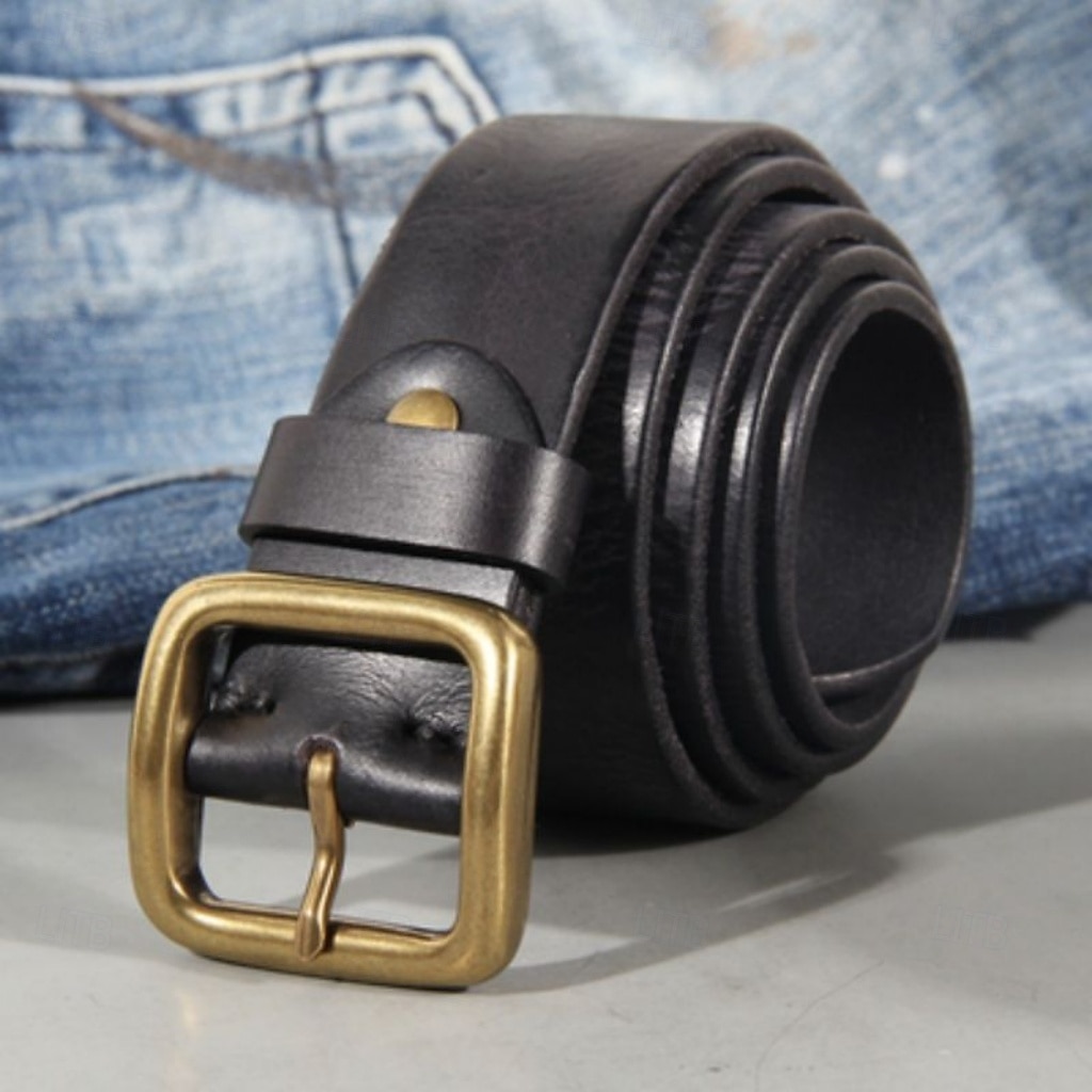Hombre Cinturón Hebilla automática Cobre Cuero Vintage Ropa de calle Ocio Color sólido Rojo tinto Negro Diario Exterior Negocio Formal Cinturón de Cintura 2026 - $43.99 –P8