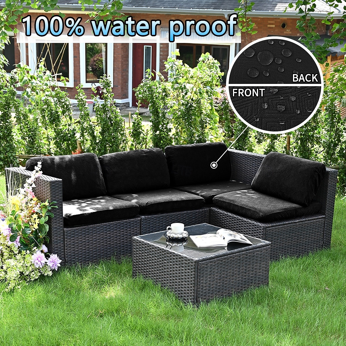 כיסויי כריות חוץ עמידים למים מצופים TPU כיסוי כרית ספה מגן כיסוי ריהוט לכורסה לגינה בפטיו 2026 - $15.49 –P7