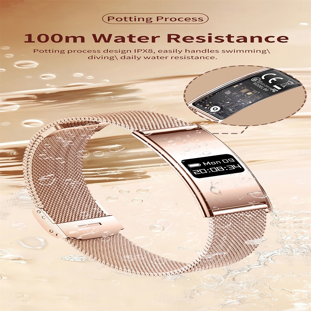 B8 Smart klocka 1.1 tum Smart armband Smartwatch Stegräknare Samtalspåminnelse Sleeptracker Kompatibel med Smartphone Dam Lång standby Vattentät IPX-8 46mm klockfodral 2026 - $56.99 –P8